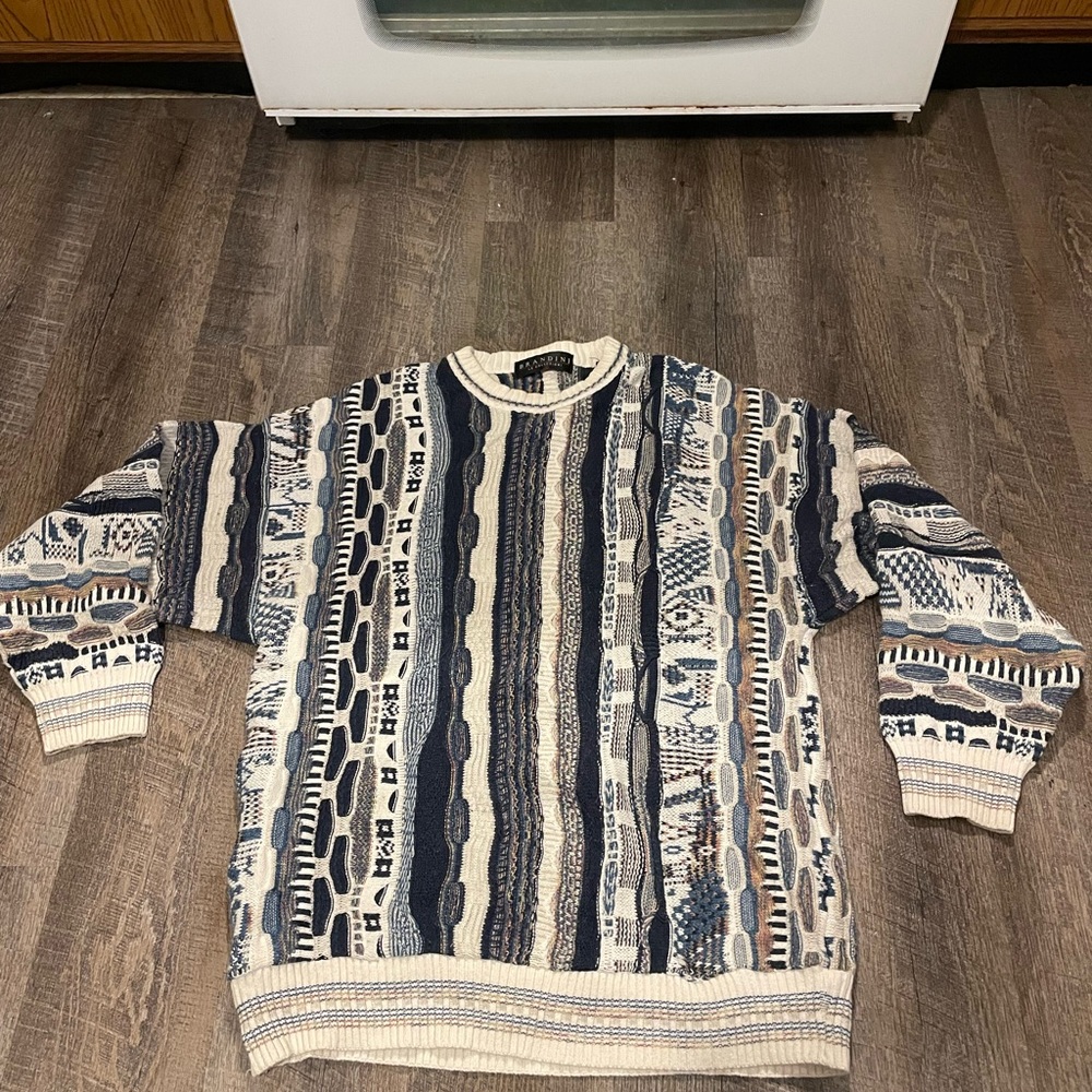 Vintage 90s Brandini 3D Knit Coogi Style Sweater